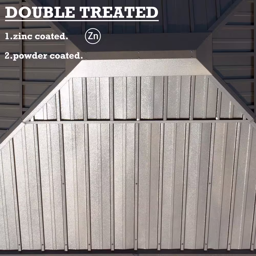 KOZYARD Alexander 10ft.D x 9ft.H x 12ft.W Aluminum Hardtop Gazebo with Galvanized Steel Roof, Mosquito Net and Privacy Sidewall