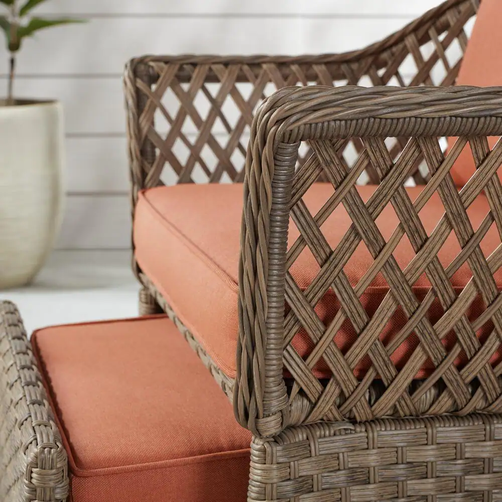 Hampton Bay Valley Spring 5-Piece Wicker Patio Conversation Set with Sienna Cushions