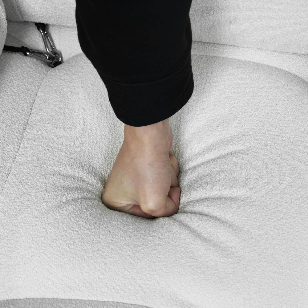 J&E Home 151.2 in. W Round Arm U-Shaped 6-Seater Velvet Free Combination Sofa with Ottoman in Beige