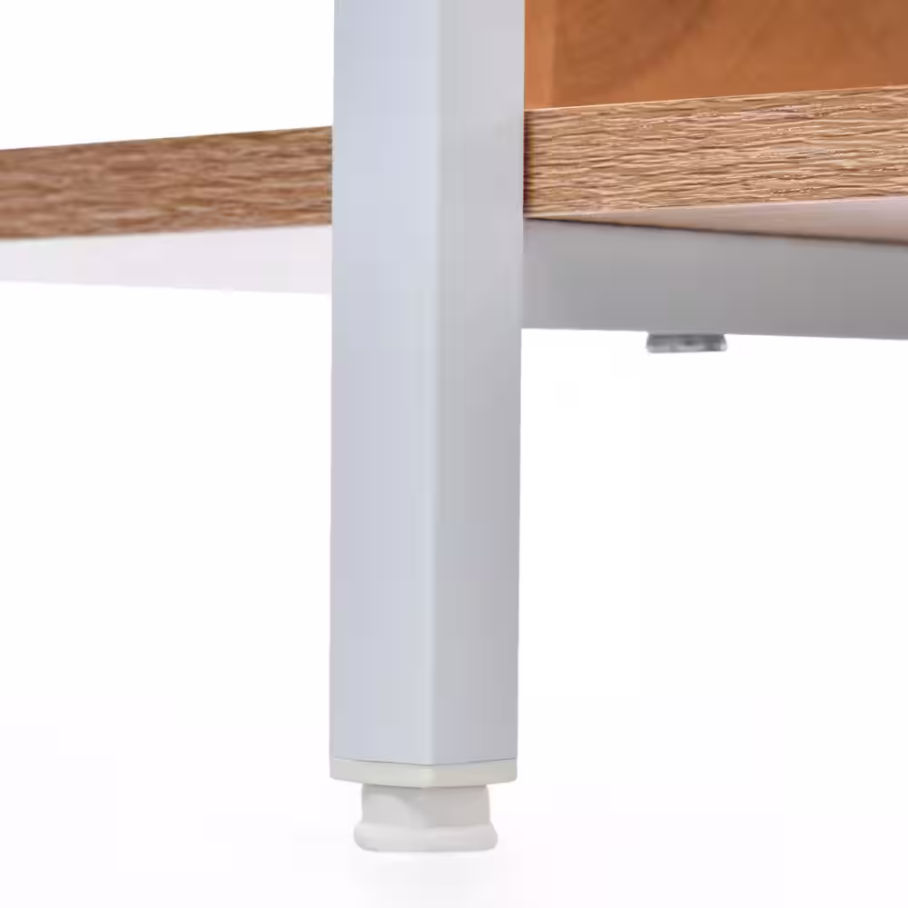 None Giltner 71 in. Wide White/Brown Metal 5-Shelf Etagere Bookcase with Open Back