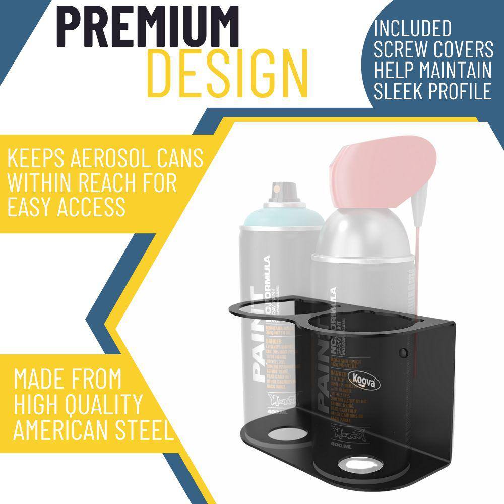 None 3.3 in. x 6.2 in. x 3.7 in. Black Steel Garage Wall Shelf Two Spray Can Holder