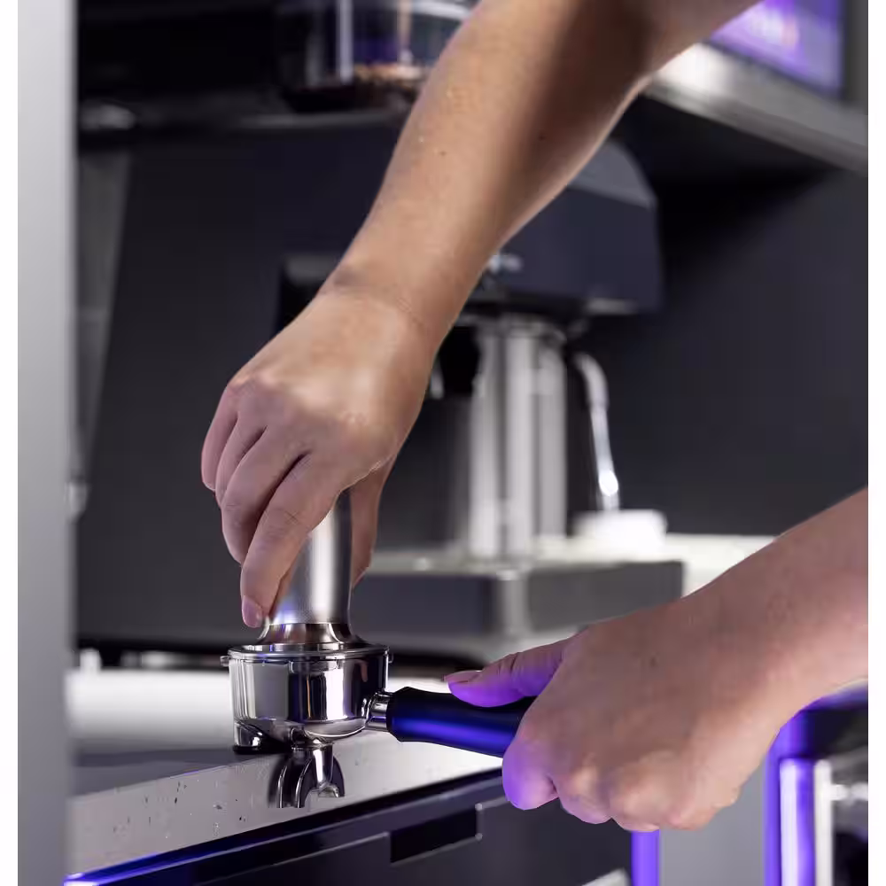 GE Profile 1- Cup Semi Automatic Espresso Machine in Black with Built-in Grinder, Frother, Frothing Pitcher, and WiFi Connected