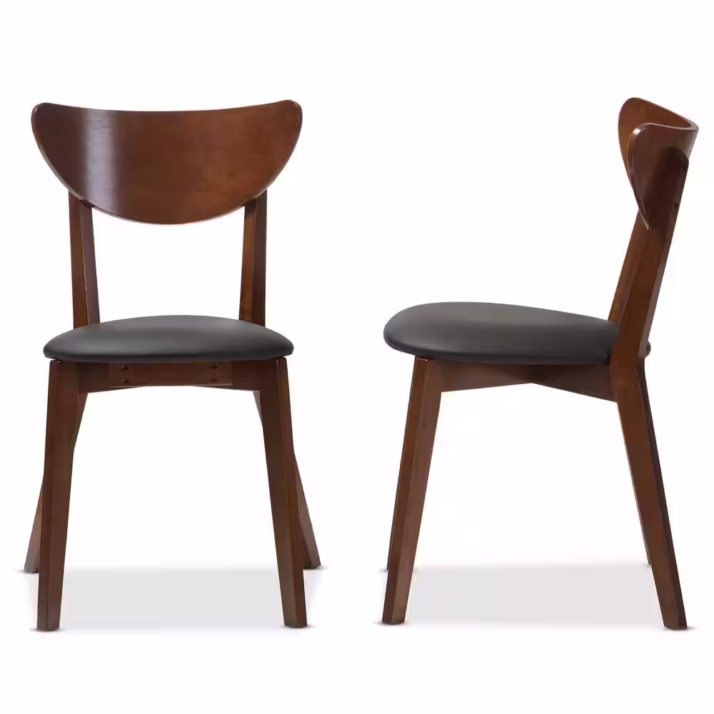 Baxton Studio Sumner Black Faux Leather Upholstered Dining Chairs (Set of 2)