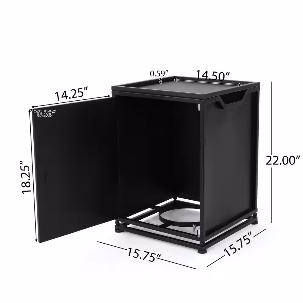 Noble House Meyer 15.75 in. x 22 in. Rectangular Concrete Propane Fire Pit in Brown with Tank Holder