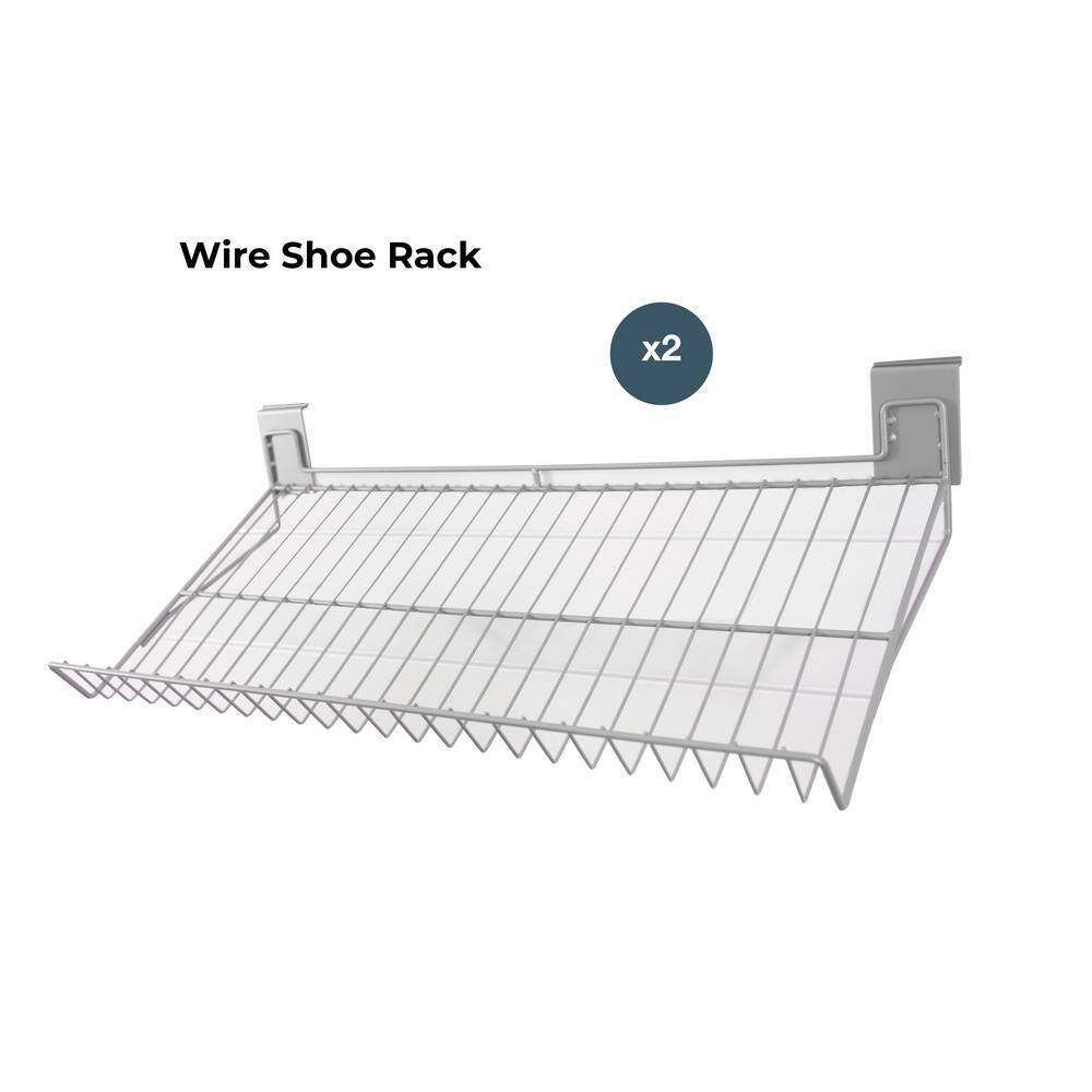 CROWNWALL 30 in. L x 13.5 in. W Slatwall Steel Wire Shoe Rack (2-Pack)