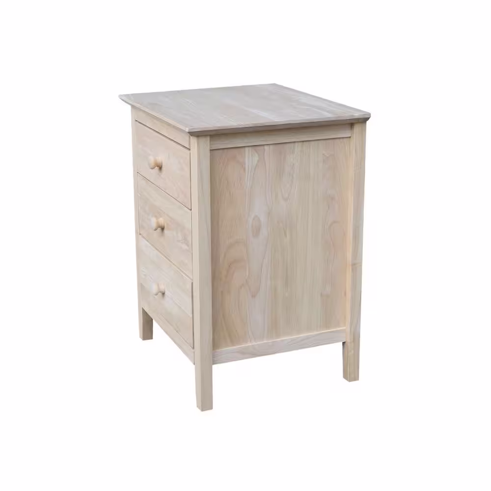 International Concepts Unfinished Solid Wood 3-Drawer Nightstand