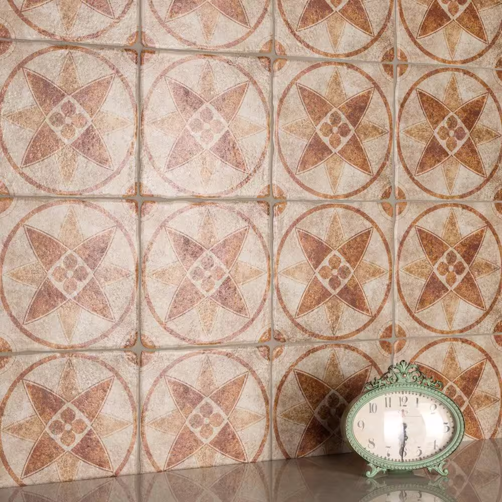 Merola Tile Costa Arena Decor Starflower 7-3/4 in. x 7-3/4 in. Ceramic Floor and Wall Tile (10.75 sq. ft./Case)