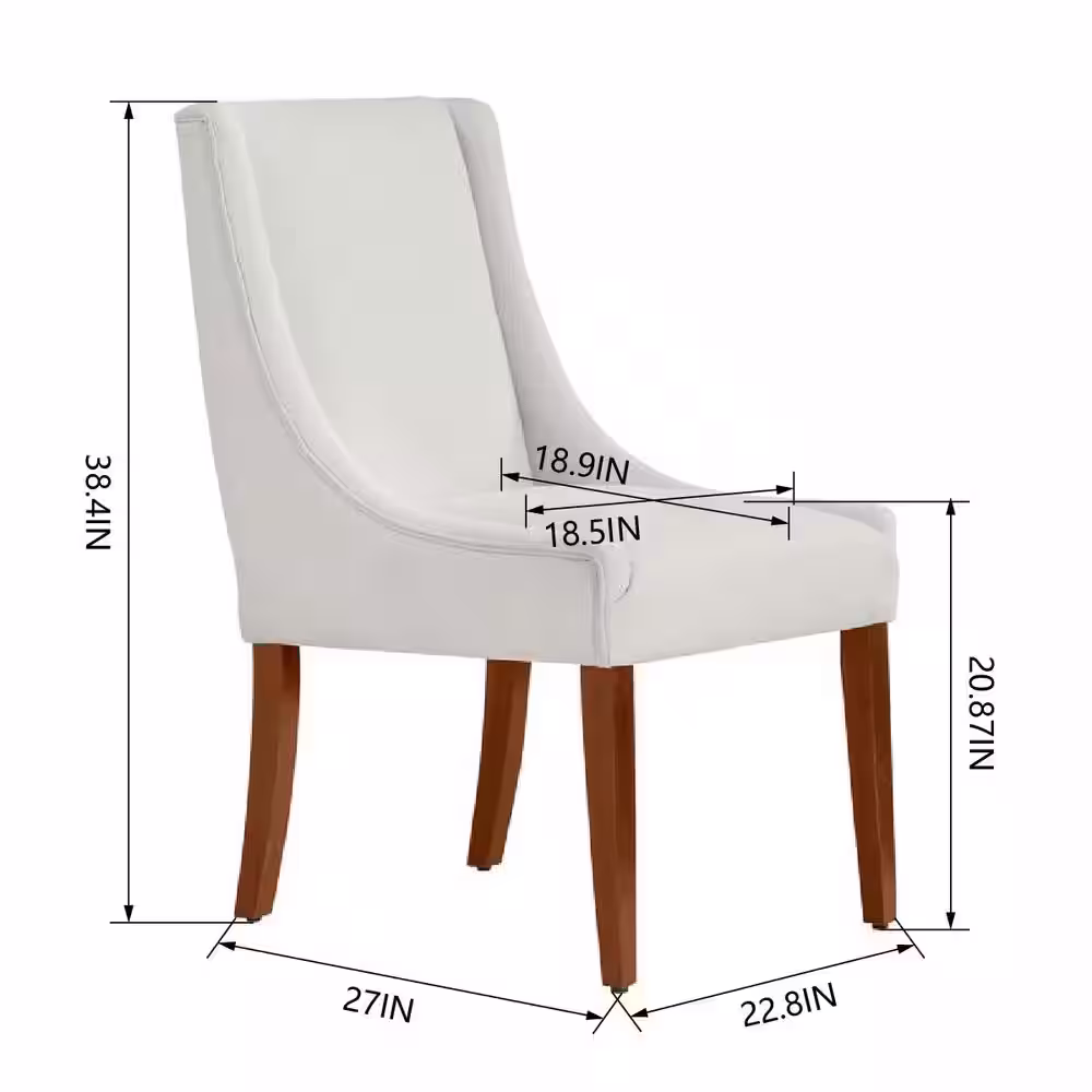 Home Decorators Collection Leaham Biscuit Beige Upholstered Dining Chairs with Walnut Accents (Set of 2)