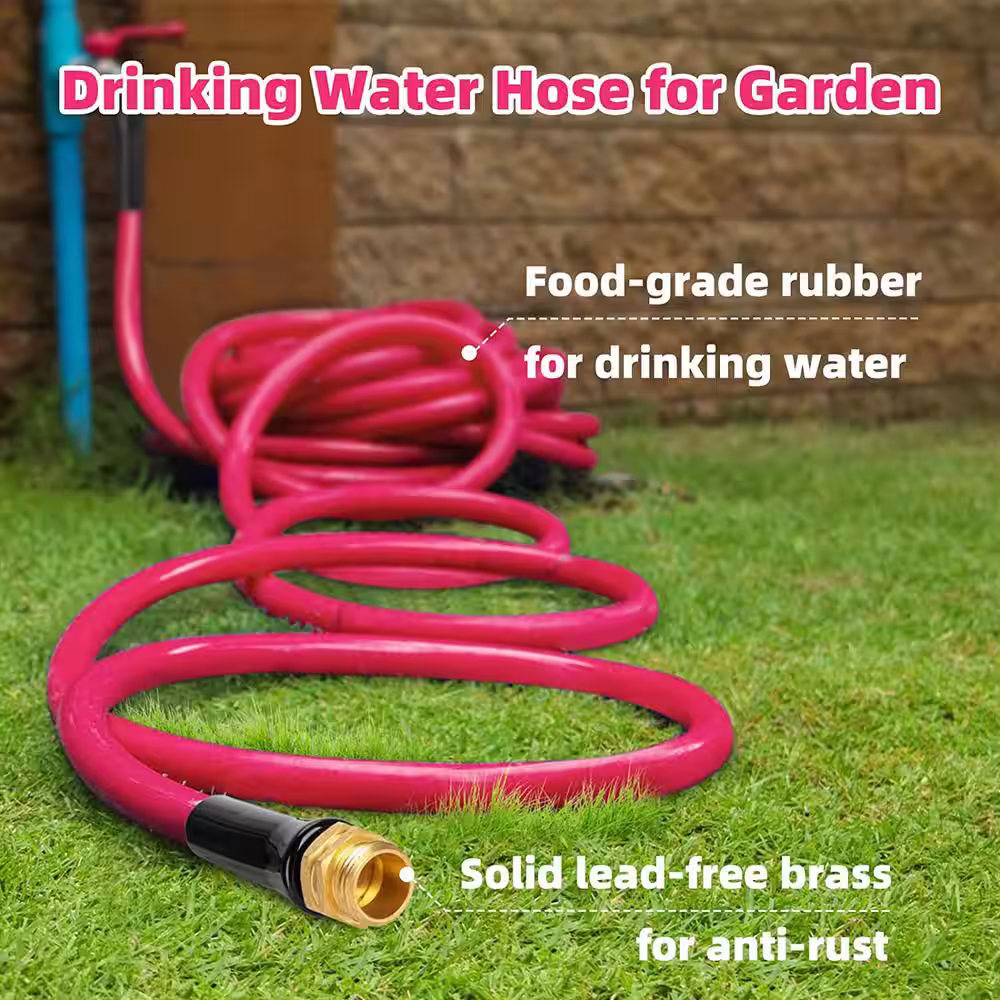 None 5/8 in x 10 ft., Heavy-Duty Durable Anti Kink Flexible Garden Water Hose, All-Weather Lightweight Water Hose