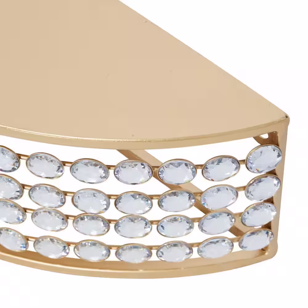 Litton Lane Brown 2-Shelves Bamboo Geometric Wall Shelf