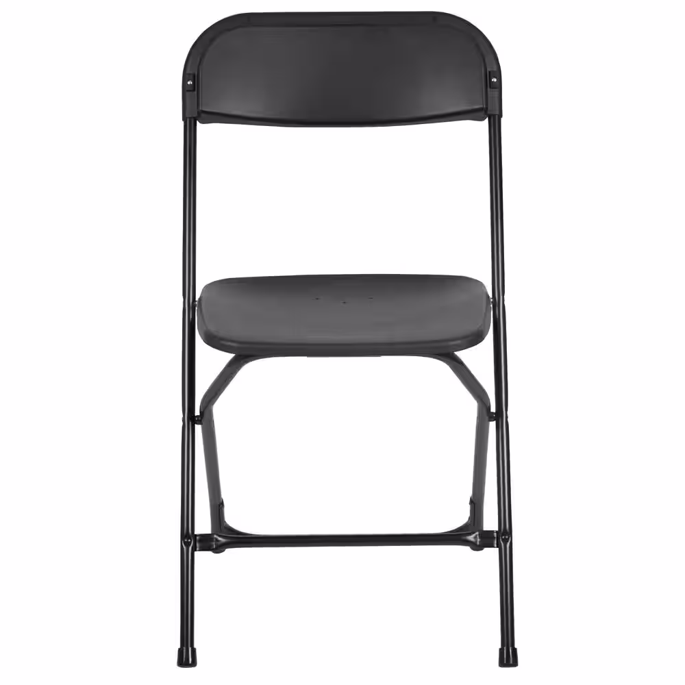 Carnegy Avenue Black Plastic Seat with Metal Frame Folding Chair (Set of 2)