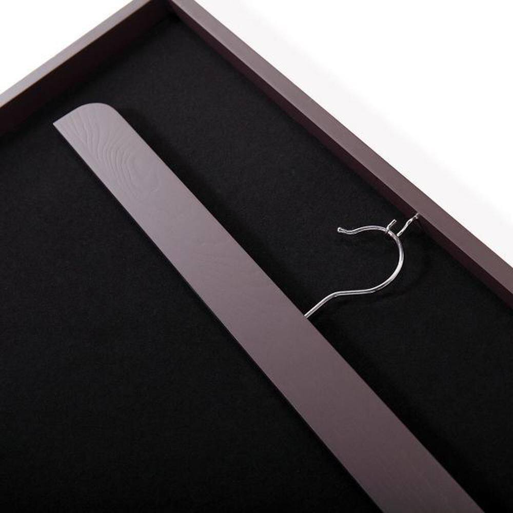 None 31.3 in. H x 23.23 in. W x 1.58 in. D Dark Brown Pine Wood Wall Display Frame Case Clothes Rack with Hangers