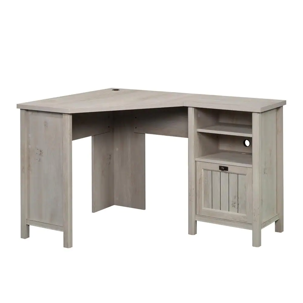SAUDER Costa 55.394 in. Chalked Chestnut Corner Computer Desk with File Storage