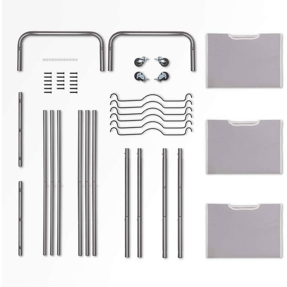 None 29.5 in. W x 16.9 in. D x 31.5 in. H Fabric Laundry Basket Hamper with Wheels Gray