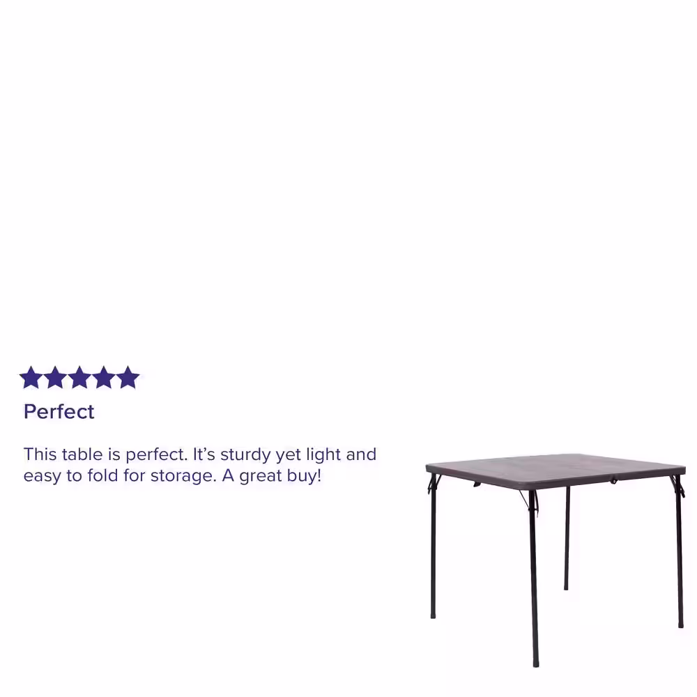 Carnegy Avenue 34 in. x 34 in. Gray Square Plastic Folding Table