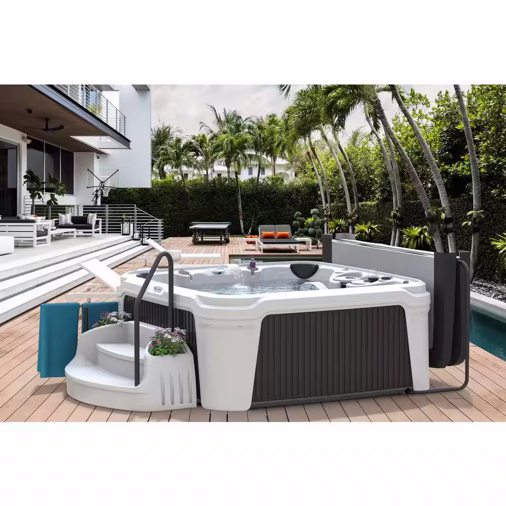 AquaRest Spas DayDream Ensemble 3500S 7-Person 35-Jet Plug&Play Hot Tub w/steps, handrail and coverlifter & LED package