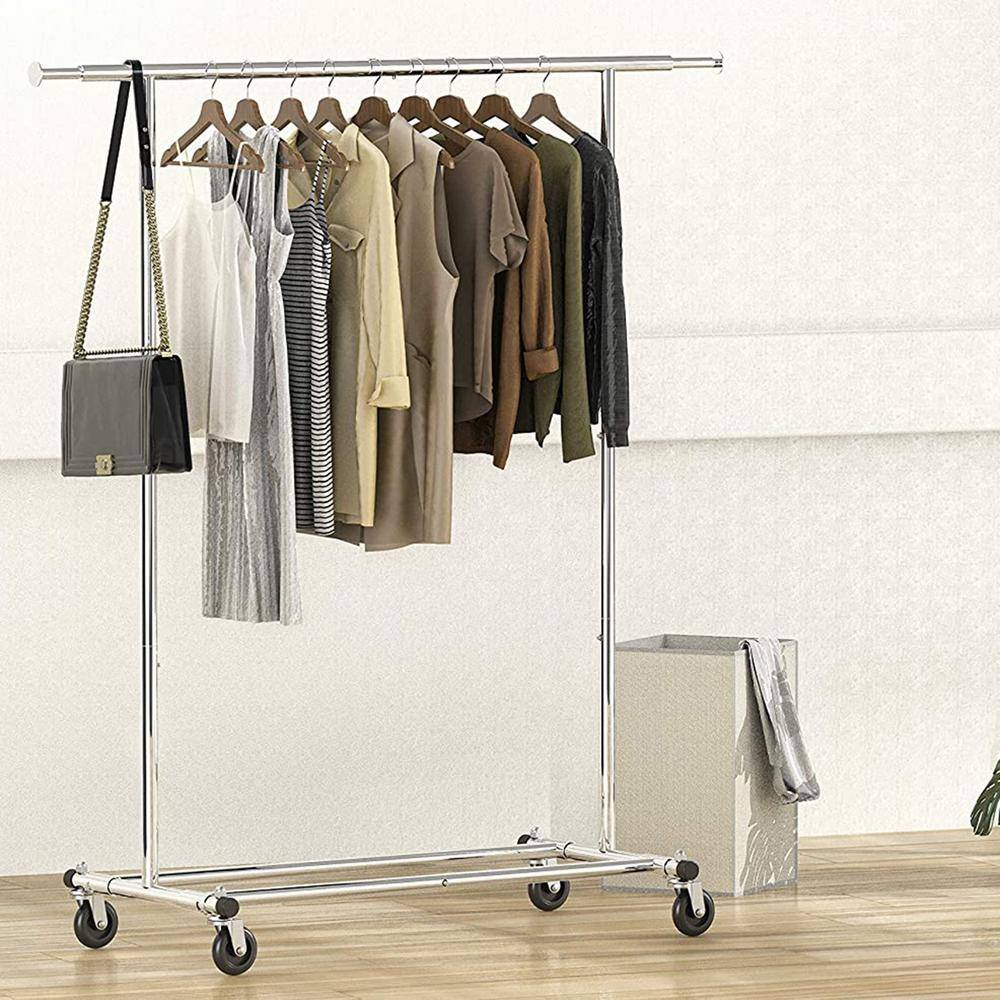 None Chrome Metal Garment Clothes Rack 40 in. W x 62 in. H