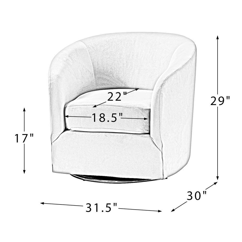JAYDEN CREATION Estefan Green Comfy Velvet Swivel Barrel Chair with Metal Base
