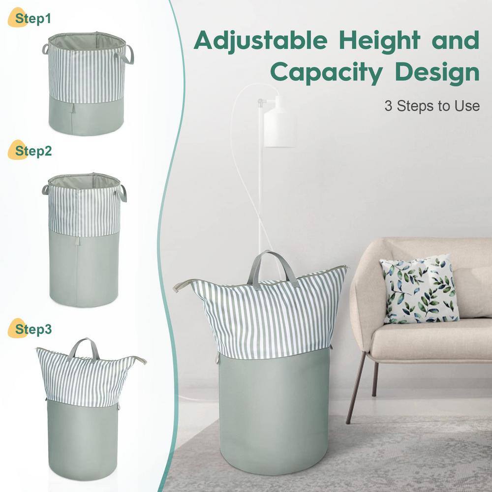 None Gray Fabric Laundry Basket with Zipper and Handles 90 l