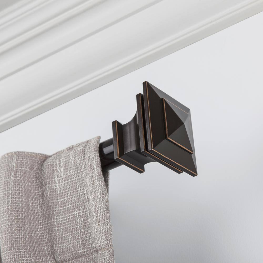 Snugset Andrew 36 in. x 72 in. Easy-Install Optional No Tools Adjustable 1 in. Single Rod Kit in Bronze with Square Finials