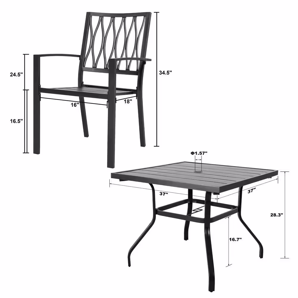Nuu Garden 5-Piece Iron Dining Set