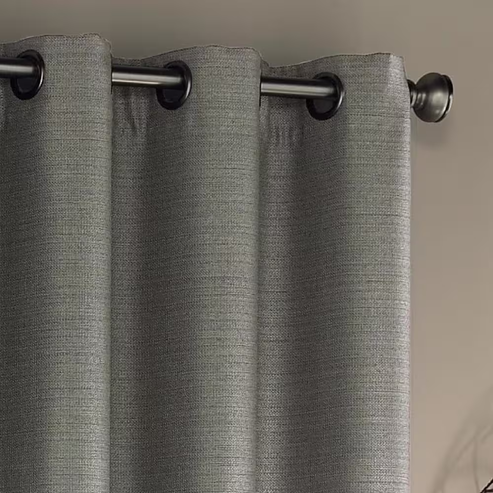Eclipse Bryson Thermaweave  Grey Solid Polyester 100 in. W x 84 in. L Room Darkening Single Grommet Top Curtain Panel