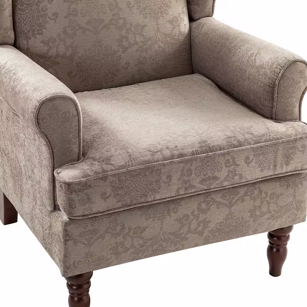 JAYDEN CREATION Daunus Brocade Traditional Style Upholstered Armchair with Turned Legs (Set of 2)