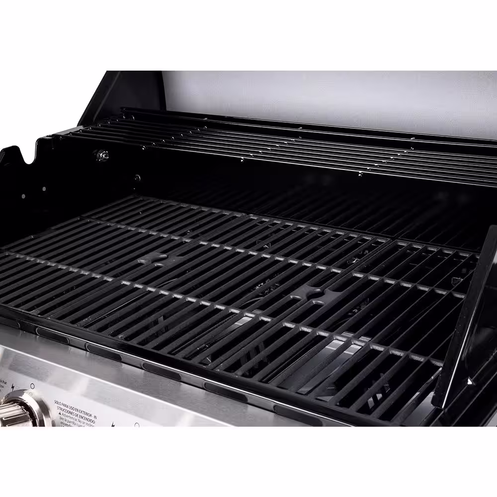 Dyna-Glo 4-Burner Open Cart Propane Gas Grill in Stainless Steel with Side Burner
