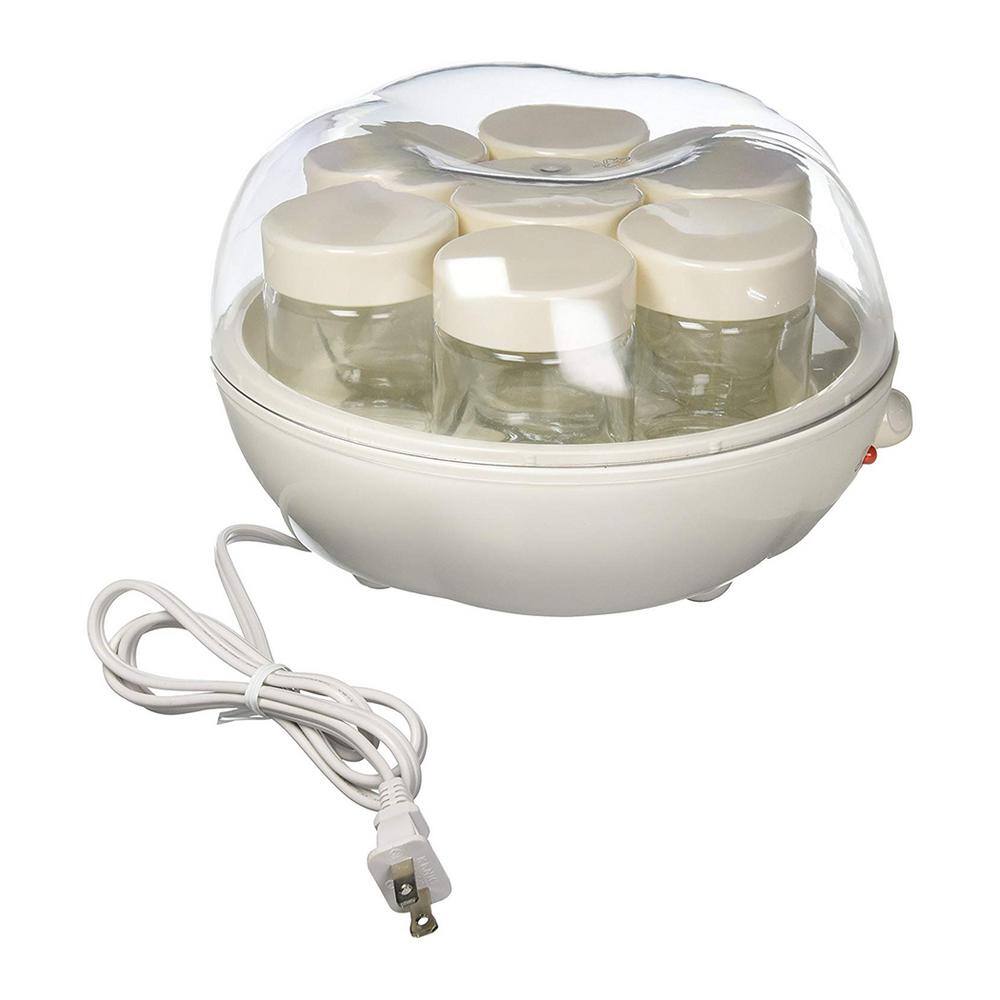 Euro Cuisine 1.31 Qt. 7-Jar White Yogurt Maker with Built-In Timer