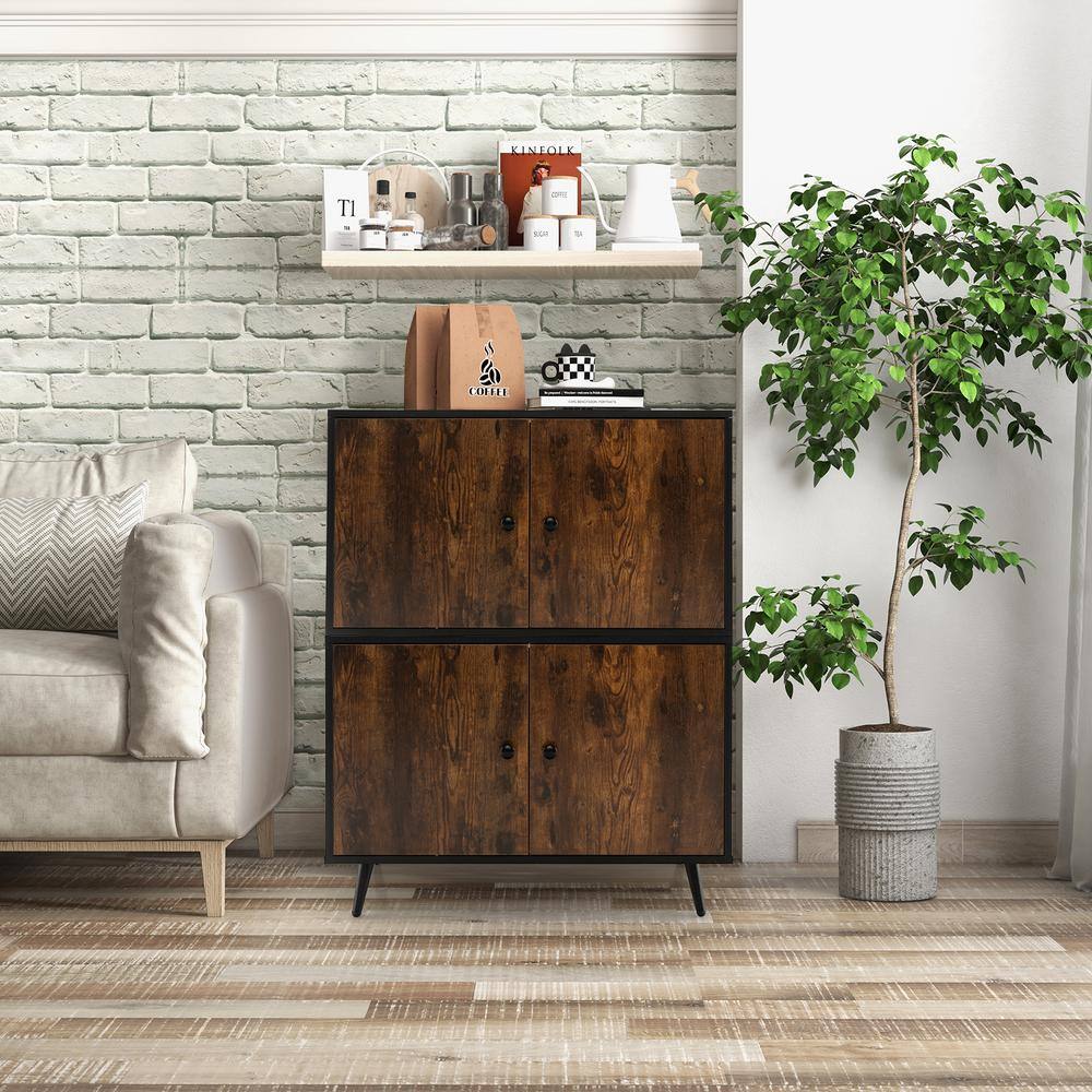 ANGELES HOME 31-1/2 in. W x 20 in. Industrial Black Brown MDF Cat Litter Box Enclosure