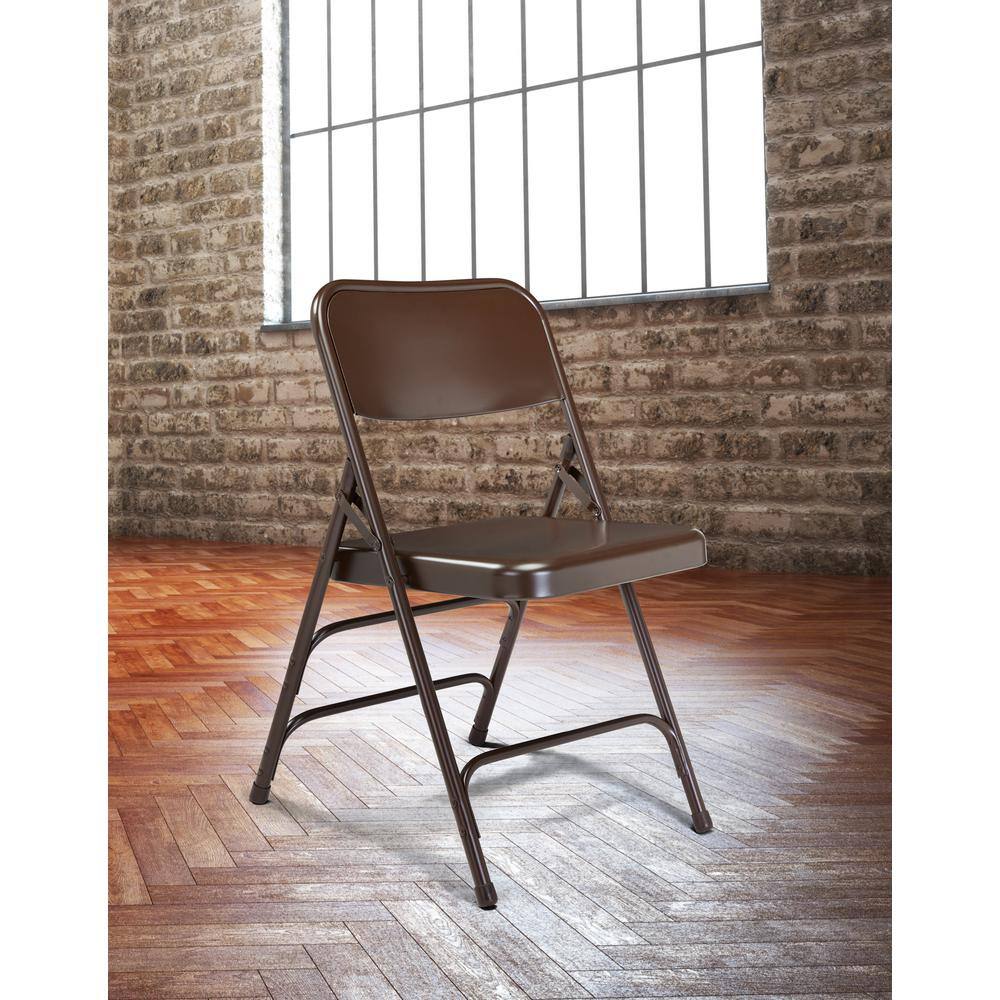 National Public Seating Brown Metal Stackable Folding Chair (Set of 4)