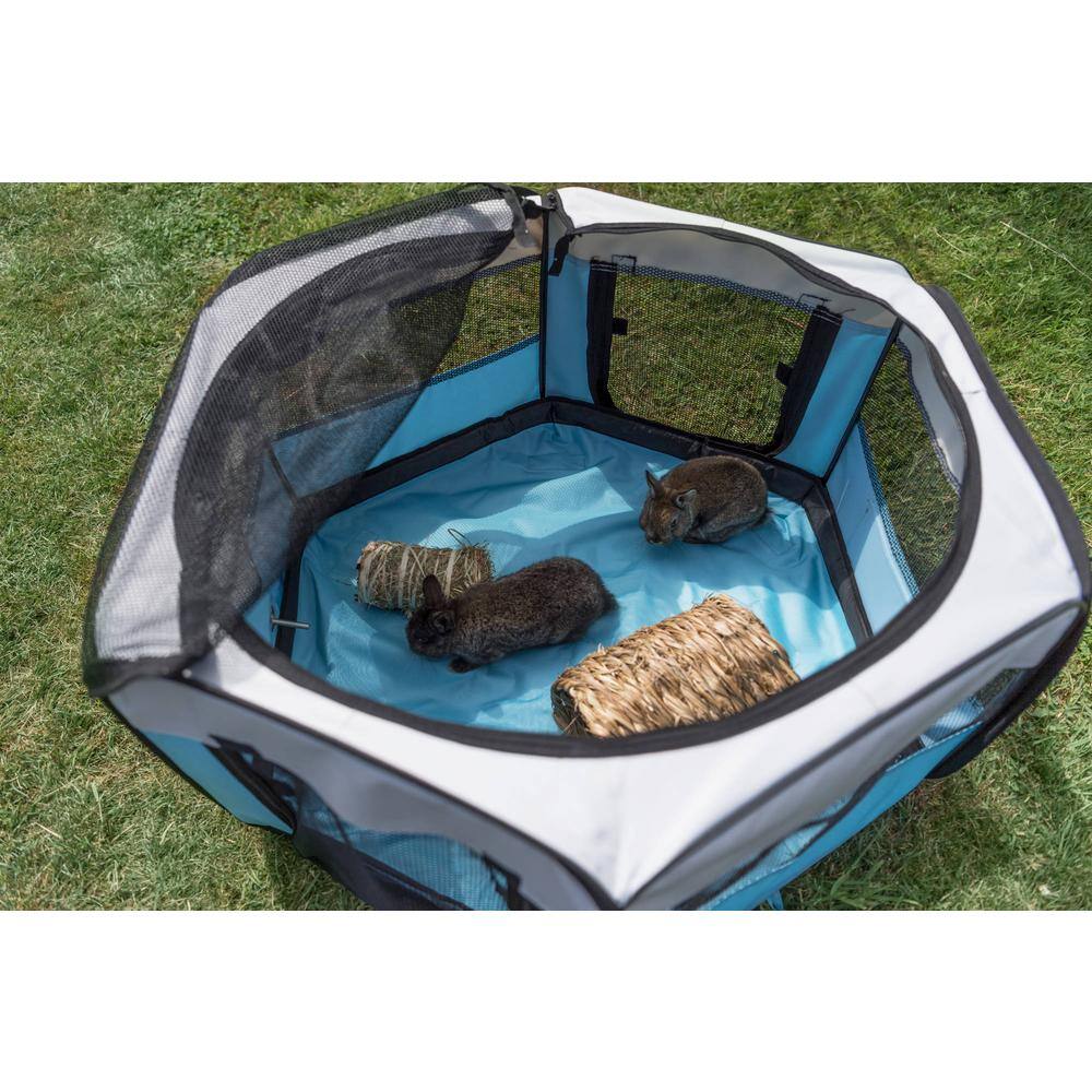 TRIXIE 51 in. x 21.7 in. Large Soft-Sided Nylon Mobile Playpen, Turquoise