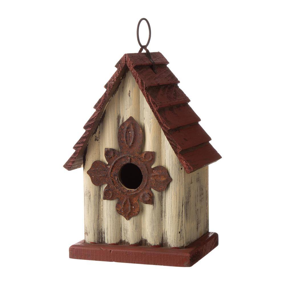 Glitzhome 9 in. H Distressed Solid Wood Birdhouse