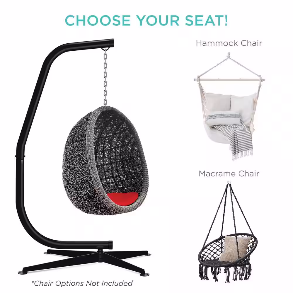 Best Choice Products 7 ft. Metal Hanging Hammock Stand in Black