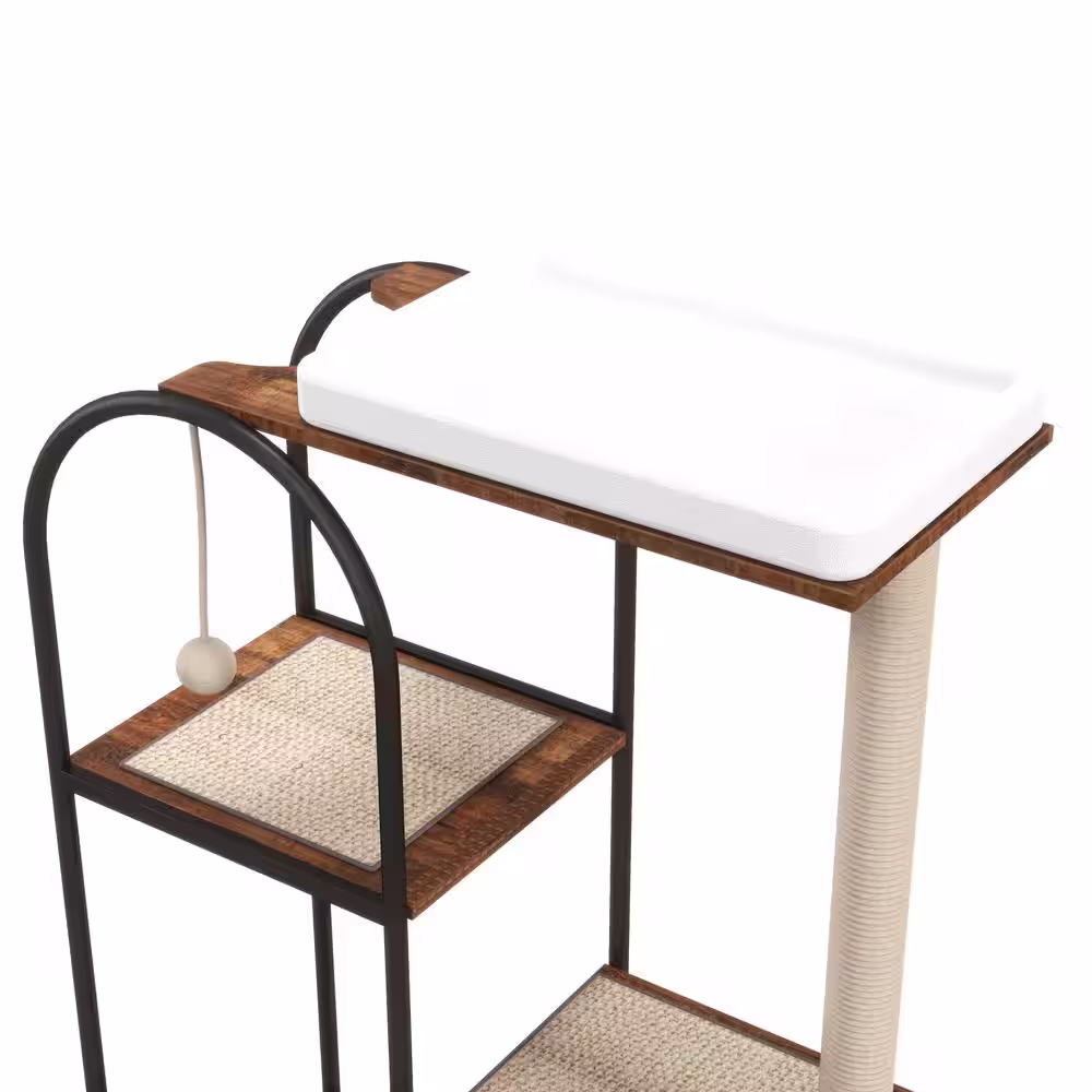 None Cat Tree Tower Cat Tower House with Scratcher Post Cat Tree Condo with Scratching Pads Cat Furniture with Resting Bed