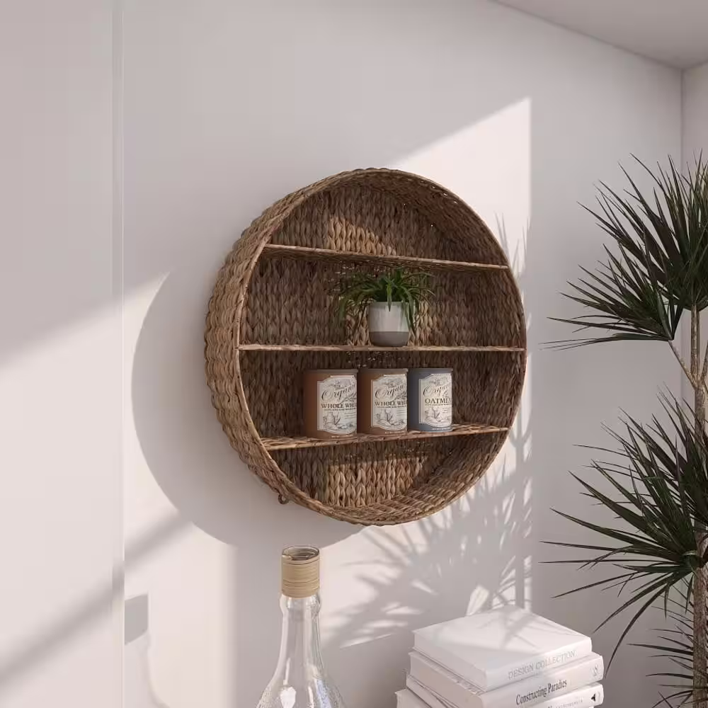 Litton Lane 14 in. x 32 in. White Wood Farmhouse Wall Shelf
