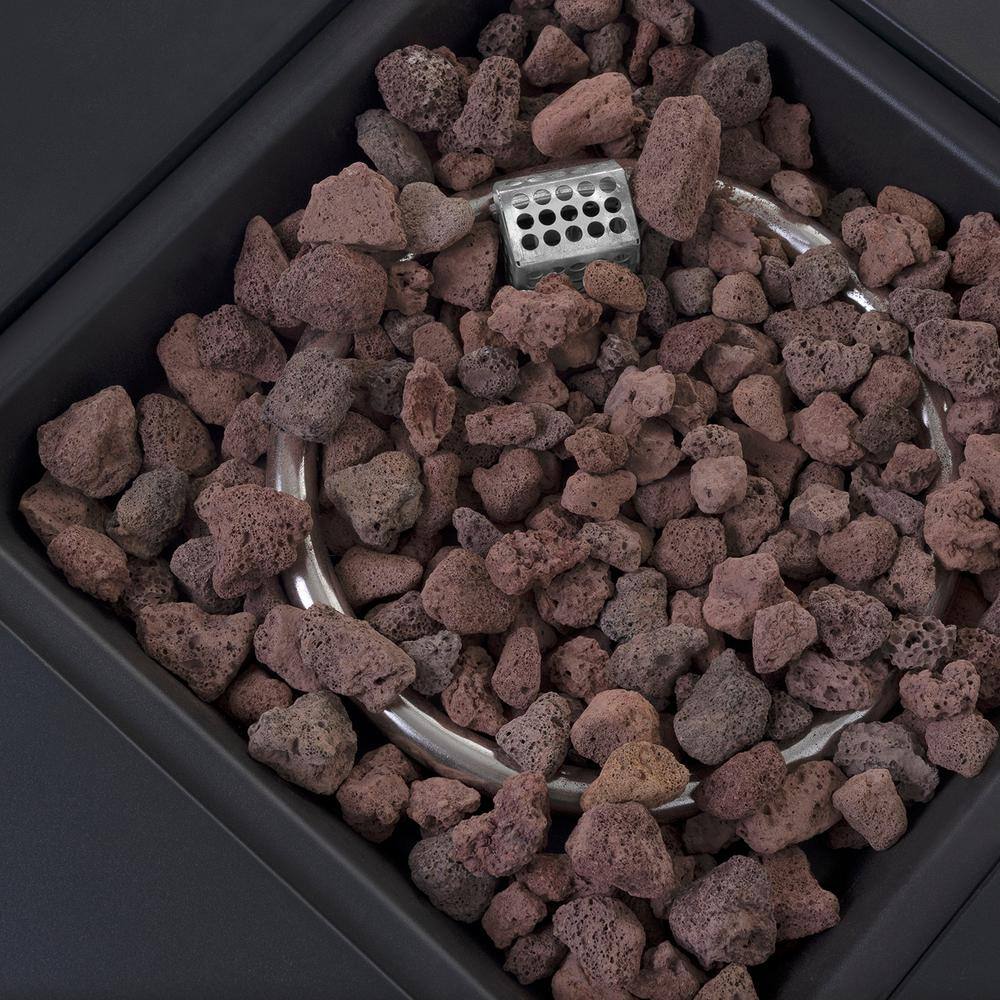 None 23.6 in. Brown Square Rattan Propane Gas Fire Pit Table 50,000-BTU with Ceramic Tabletop and Water-Resistant Cover