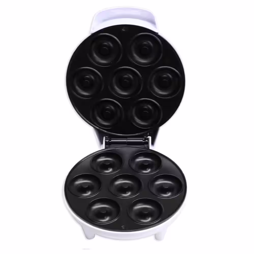 Courant Mini Donut Maker Machine Dessert Specialty Appliance Kid-Friendly with Non-stick Surface, Makes 7 Doughnuts (White)
