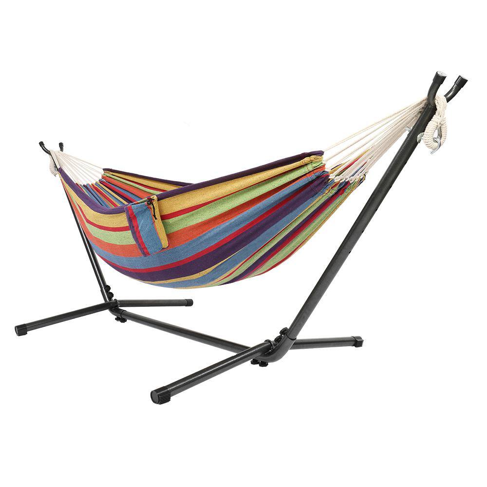 None 9 ft. Metal Heavy-Duty Hammock Stand Only in Black