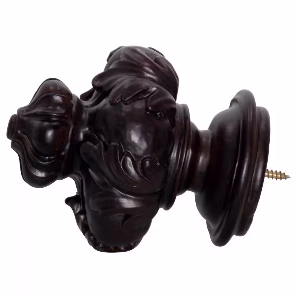 Classic Home 72 in. Single Curtain Rod in English Walnut with Finial