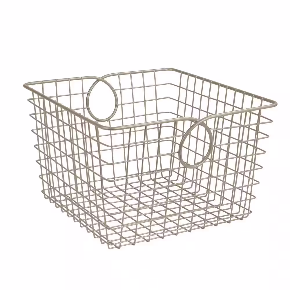 Spectrum 8 in. H x 12 in. W Nickel Steel 1-Drawer Wide Mesh Wire Basket