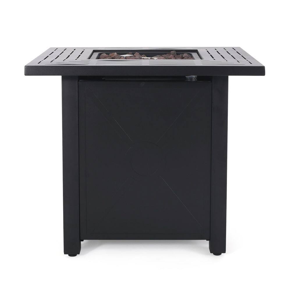 Noble House Haraldson Black Square Metal Fire Pit