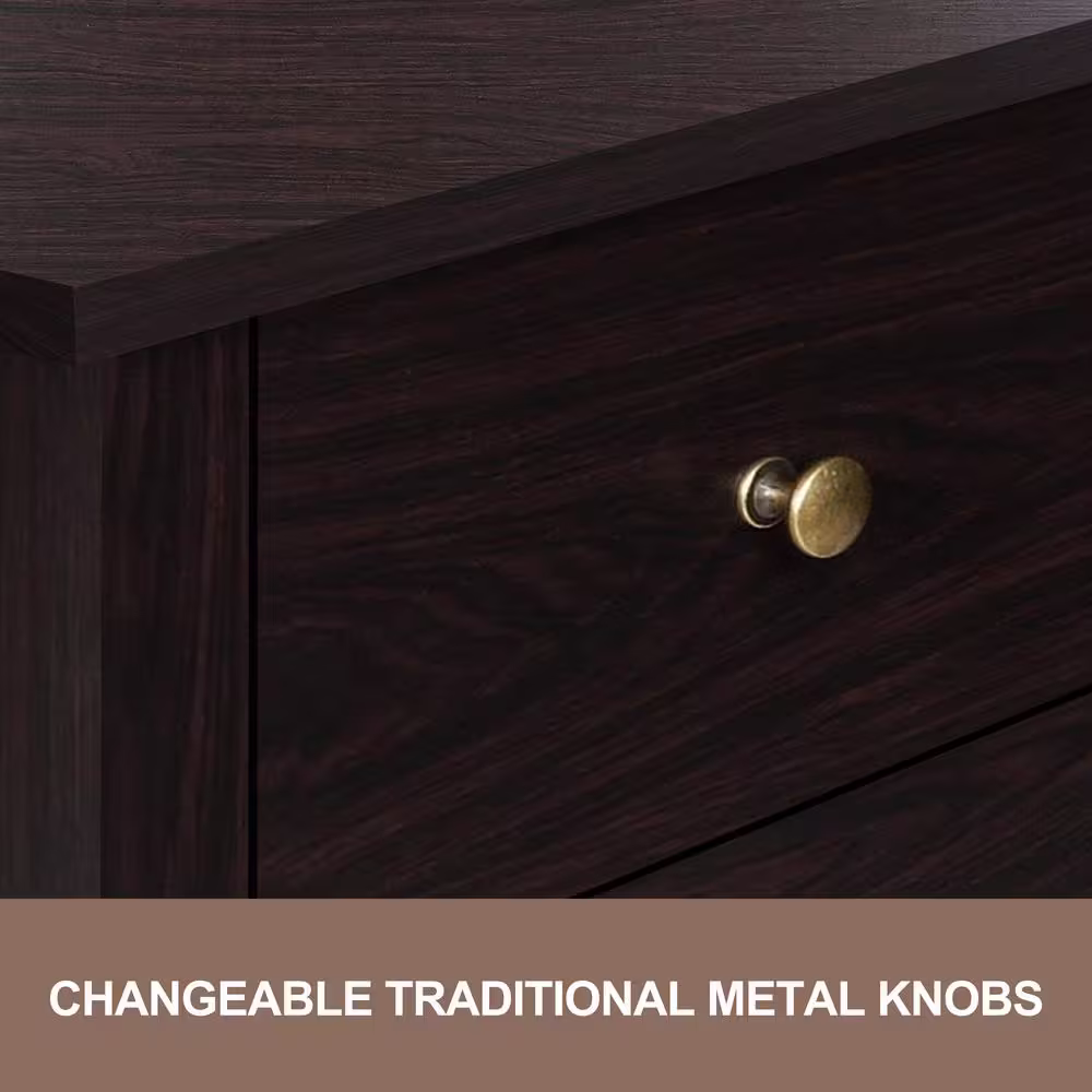 VEIKOUS 5-Drawer Espresso Chest of Drawers Dresser with Large Drawer 39.5 in. H x 15.6 in. W x 29.9 in. D
