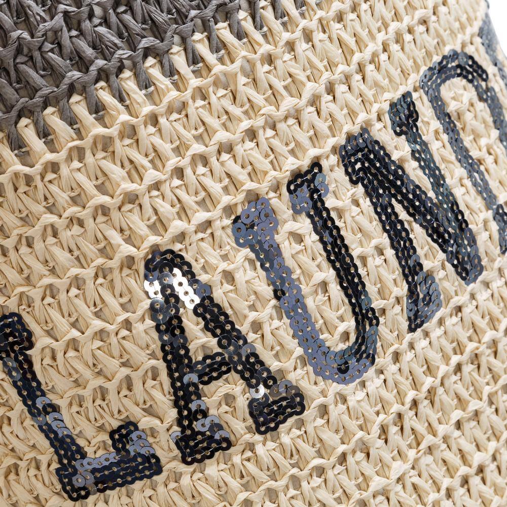 Honey-Can-Do Gray/Natural Nesting Paper Straw Laundry Baskets with Handles Set of 3