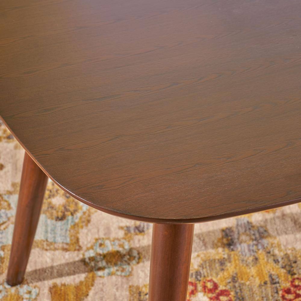 Noble House Wynonna Mid-Century Modern Square Walnut Faux Wood Dining Table