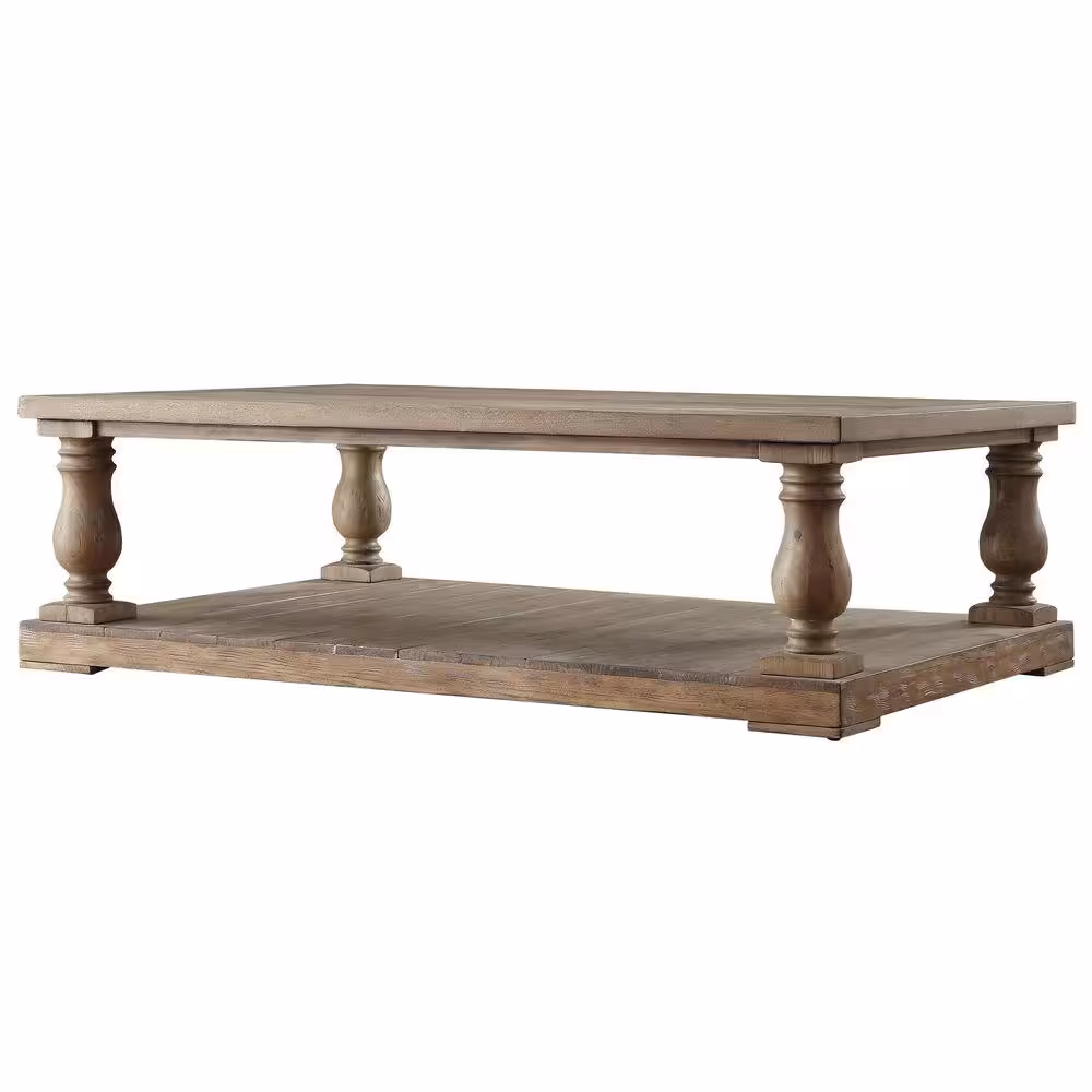 HomeSullivan Malvern 60 in. Light Distressed Natural Large Rectangle Wood Coffee Table