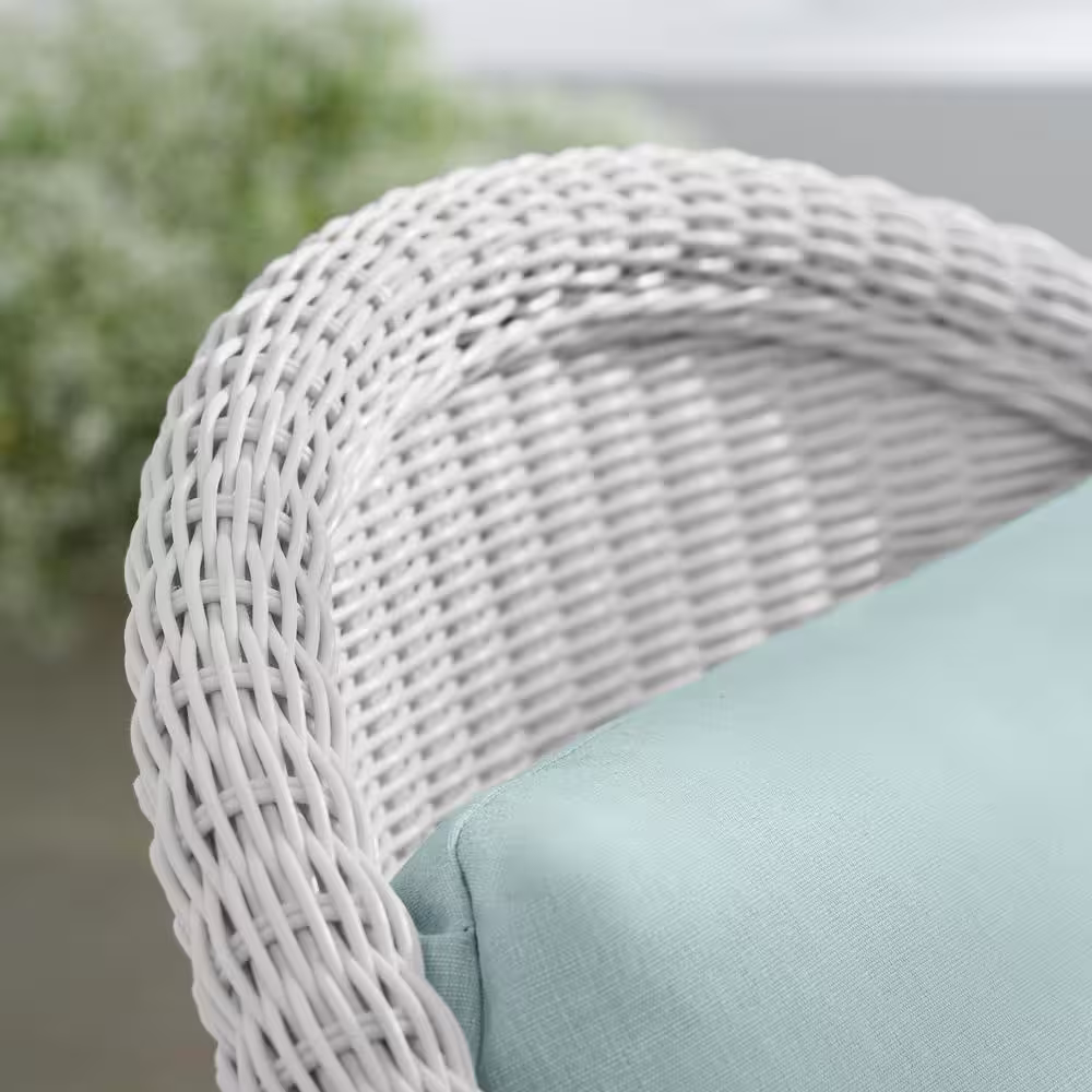 Hampton Bay Somersound 4-Piece Resin Wicker Patio Conversation Chat Set with CushionGuard Sea Breeze Cushions