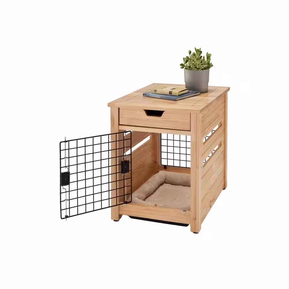 TRINITY 18 in. Pet Crate End Table w/Drawer - Natural