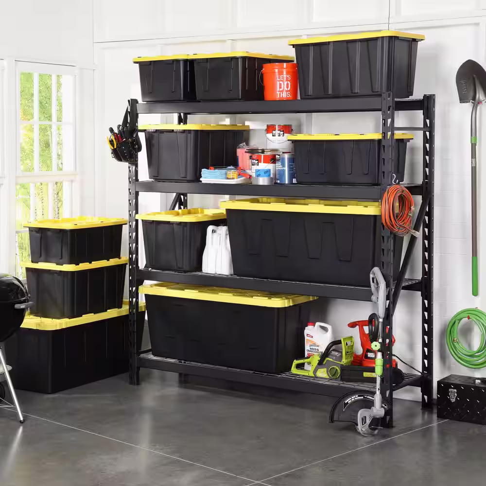 Husky Black 4-Tier Heavy Duty Steel Garage Storage Shelving (77 in. W x 78 in. H x 24 in. D)