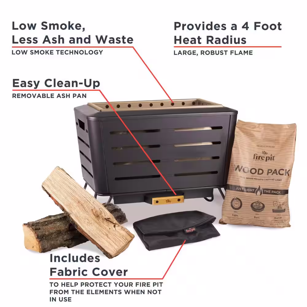 TIKI 21.5 in. Retreat Smokeless Fire Pit Metal Black